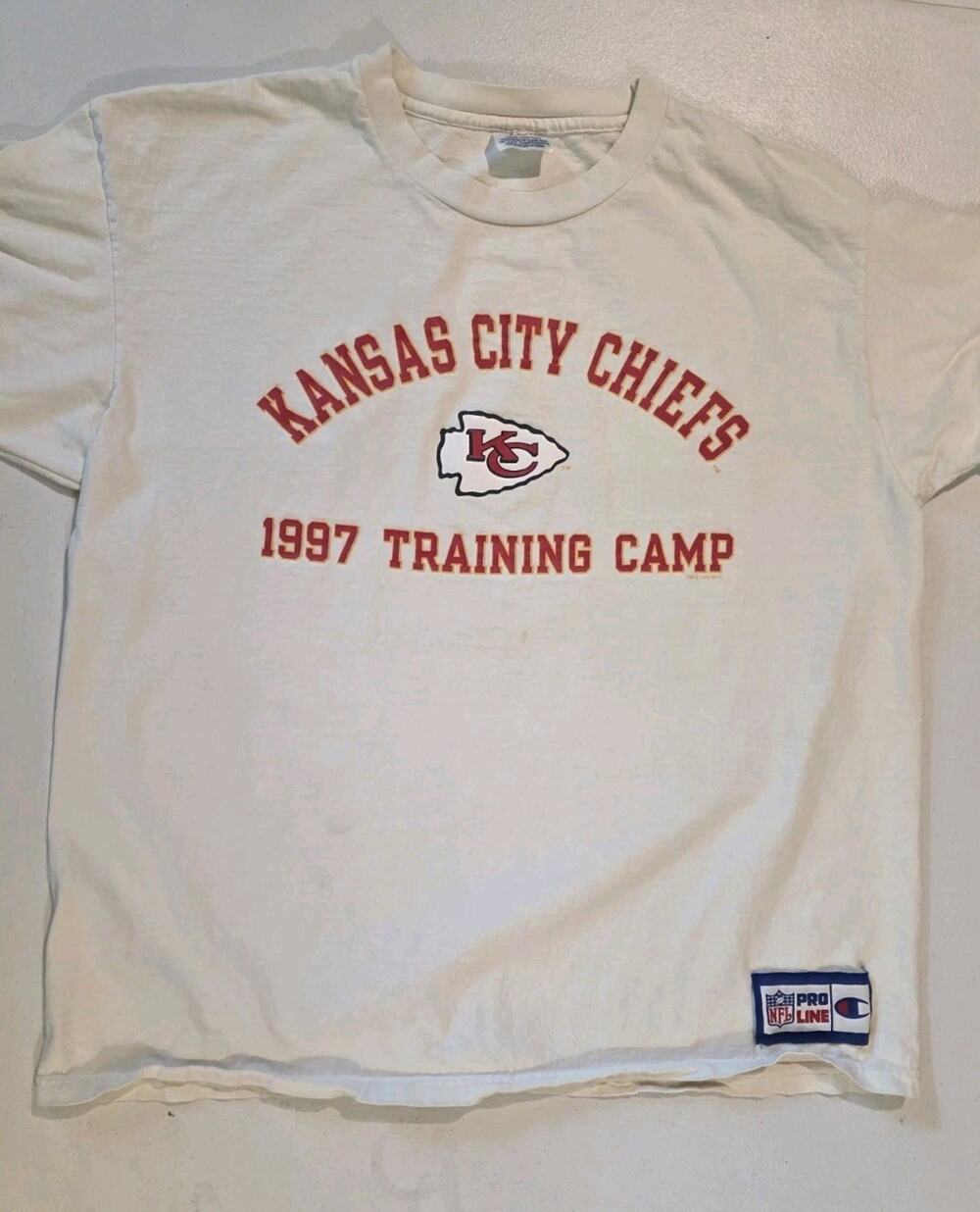 Vintage 1997 Kansas City Chiefs Training Camp T Shirt Champion Pro Line XL